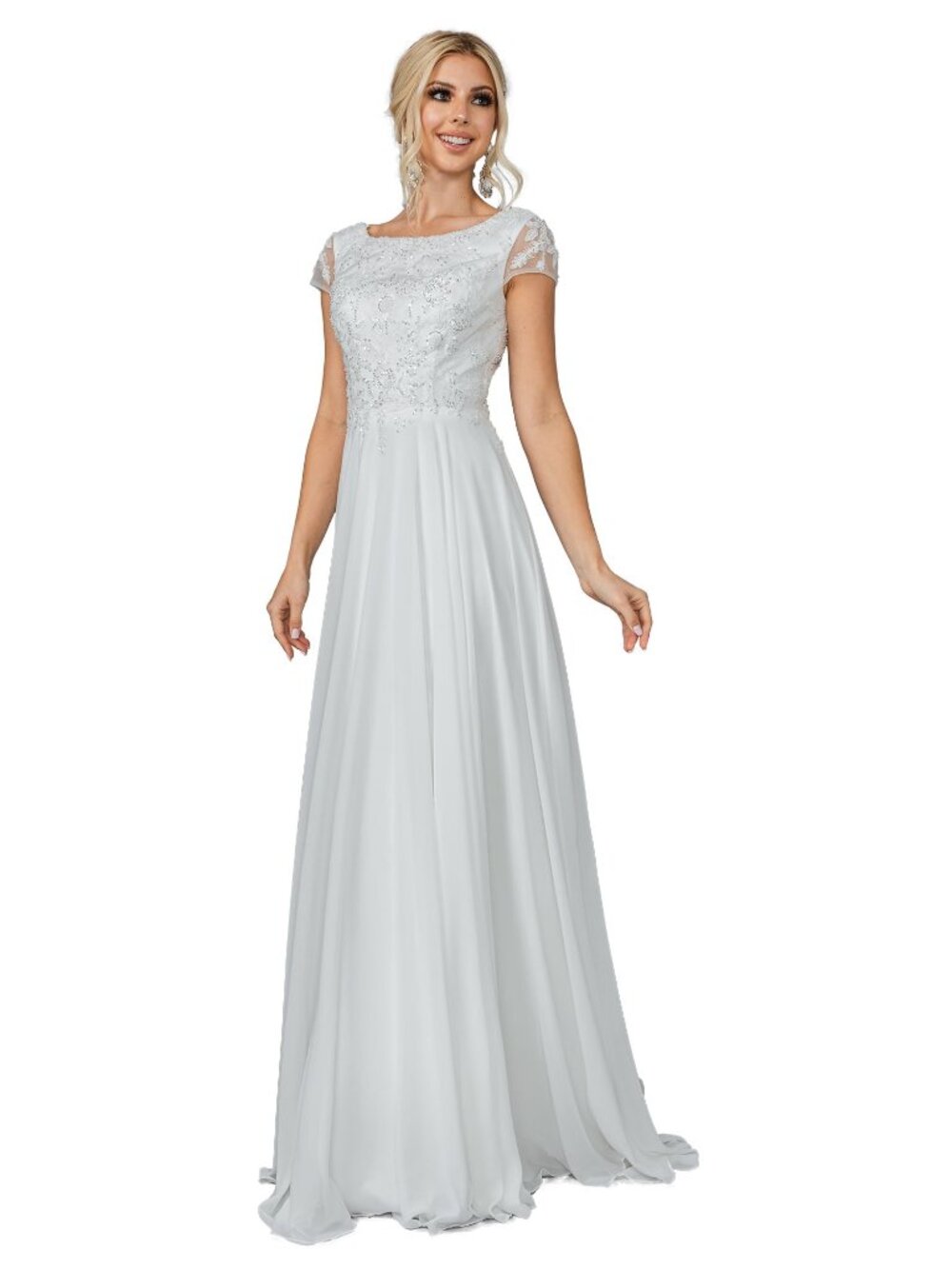 NEW OFF WHITE Lace Wedding Dress Floor Length With Train 0190